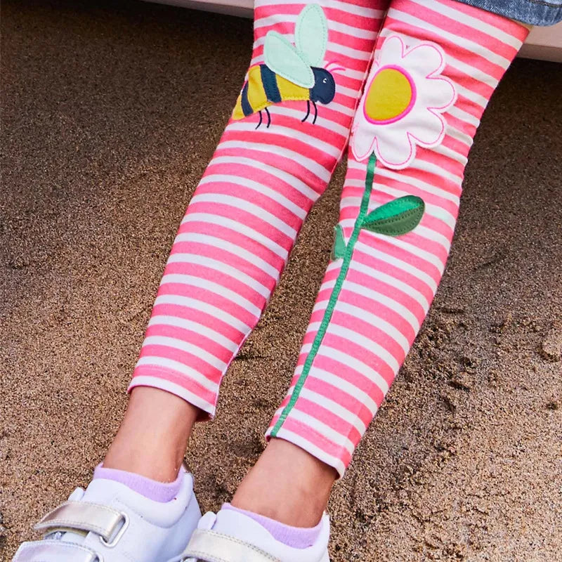 Kids Girls Cartoon and Floral Print Cotton Leggings/Trousers childrensterritory