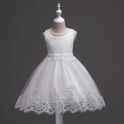 Sleeveless Flower design Lace Party Dresses For Girls childrensterritory