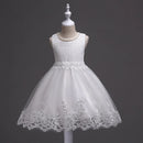 Sleeveless Flower design Lace Party Dresses For Girls childrensterritory