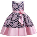 Girls' Sleeveless Flower Striped Design Party Dress childrensterritory