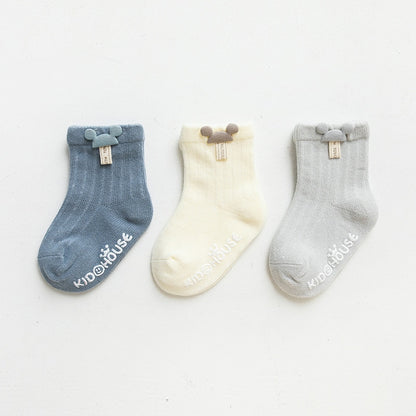 Cartoon Design Non-slip 3 Pairs/Lot Baby Floor Socks childrensterritory