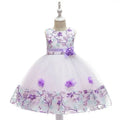 Kids Girl Flower Embroidery Summer Birthday Party Dresses childrensterritory