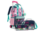 Cartoon Letter Print 16-Inch 3-Piece Set of Kids School Trolley Backpack childrensterritory