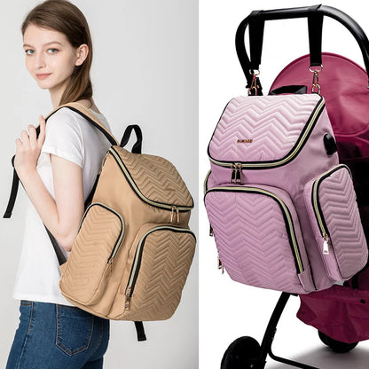 Waterproof Multifunctional Baby Diaper Bag with USB Charging