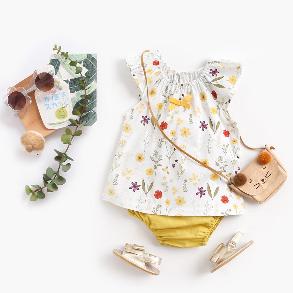 Baby Girl Floral Tops + Bottoms 2pcs Casual Cotton Outfits childrensterritory