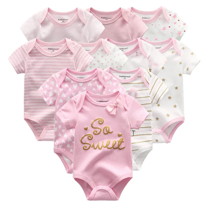 Unisex 10PCS Baby Short Sleeve Cotton Rompers