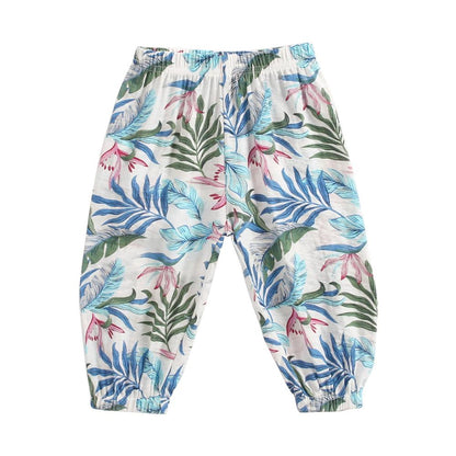 Baby Girl Floral Print Cotton Pants in Holiday Style childrensterritory
