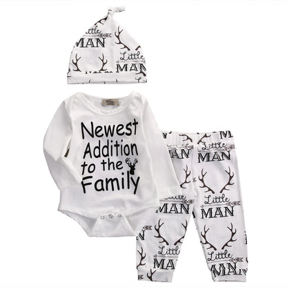 Newborn Baby Boy Letter Print 3 Piece Clothes Set childrensterritory