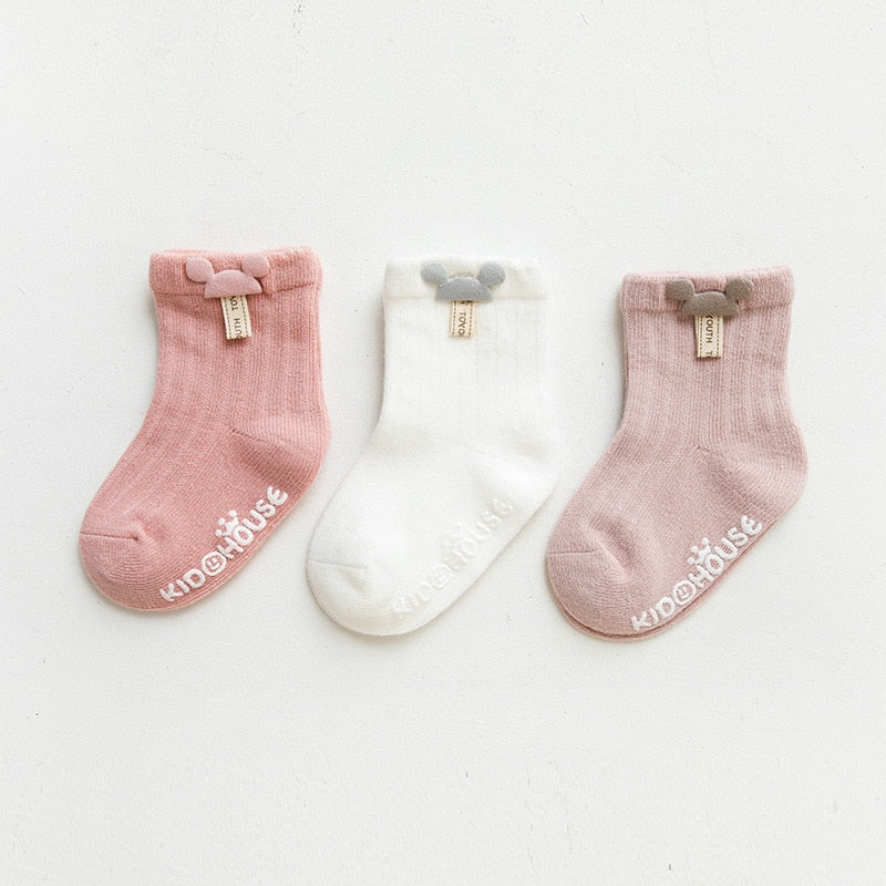 Cartoon Design Non-slip 3 Pairs/Lot Baby Floor Socks childrensterritory