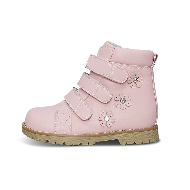 Kids Luxury Ankle Booties With Rhinestone Decoration
