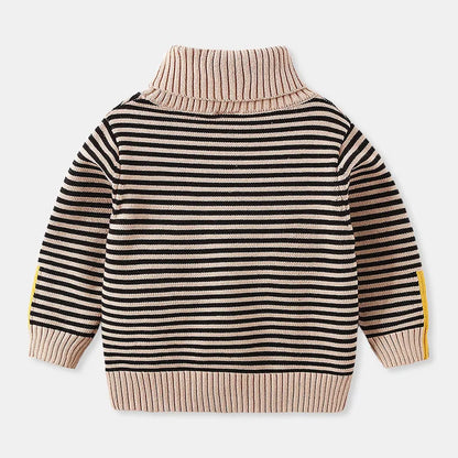 Kids Boys Warm High Neck Knitted Striped Sweater childrensterritory