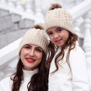 Mother Kids Matching Knitting Pom Bobble Hat/Beanie