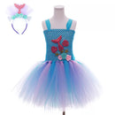 Kids Girls Mermaid and Starfish Design Tutu Party Dresses childrensterritory