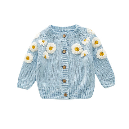 Baby O-Neck Floral Printed Knitting Sweaters, 2Colors childrensterritory