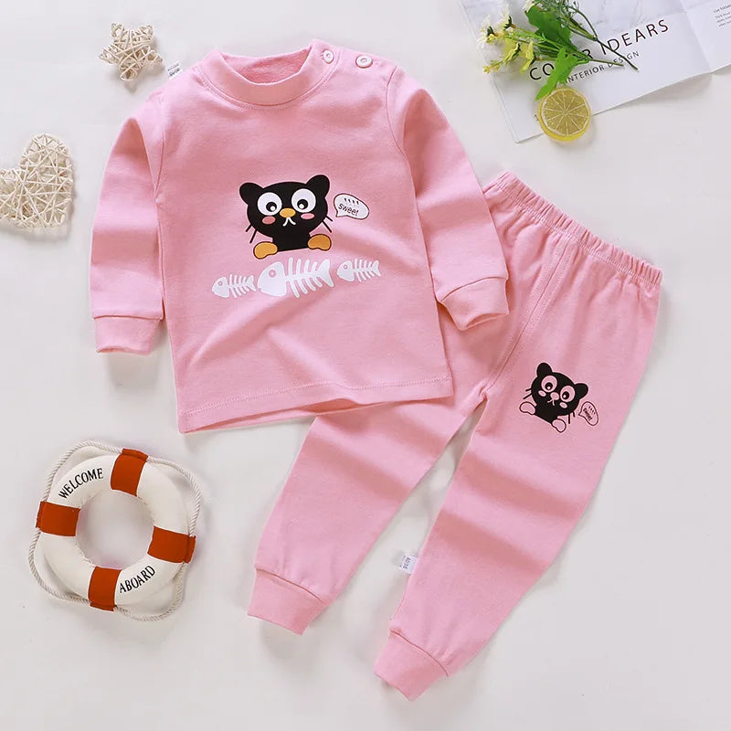Kids Cartoon Print Long-Sleeved Clothing Set childrensterritory