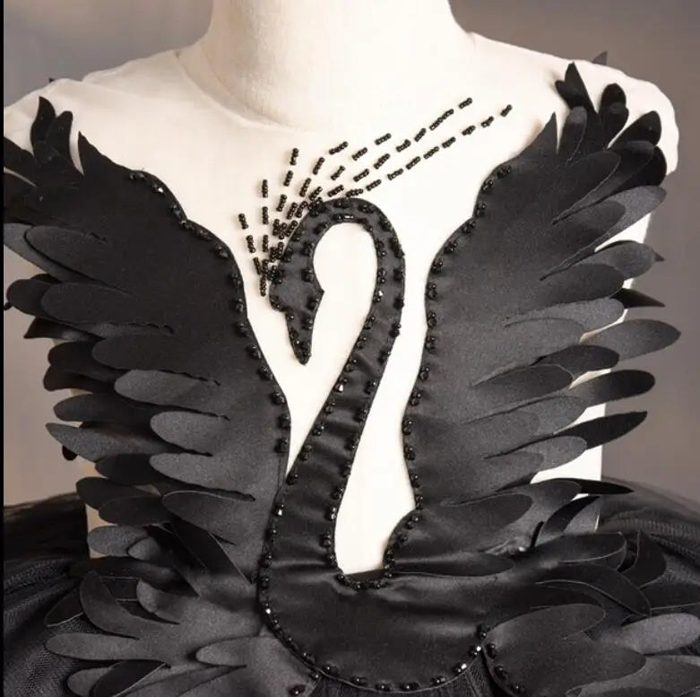 Kids Girls Elegant Crystal Swan Design Pageant Dress with Trail childrensterritory