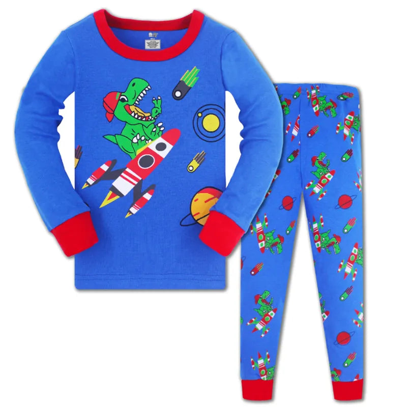Kids Boys Space Rockets Printed Sleepwear Pajamas childrensterritory