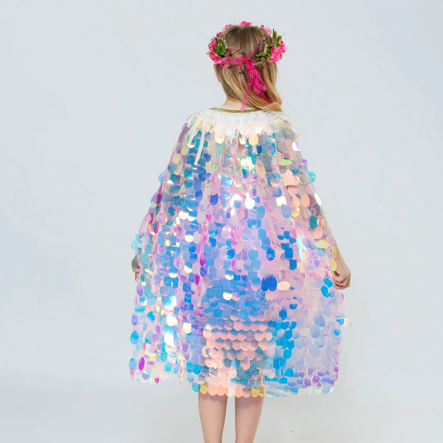 Stylish Sequins Mermaid Design Princess Girls Cape Cloak childrensterritory