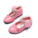 Kids Girls Cute Bowknot And Flower Design Leather Shoes childrensterritory