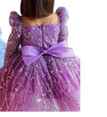 Kids Girls Long Sleeves Sparkling Sequined Puff Gown/Dress