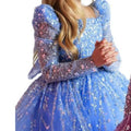 Kids Girls Long Sleeves Sparkling Sequined Puff Gown/Dress