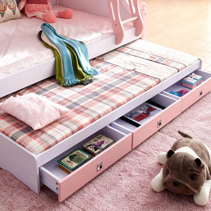 Luxurious Modern Style Kids Girls Pink Bunk Beds with Ladder childrensterritory