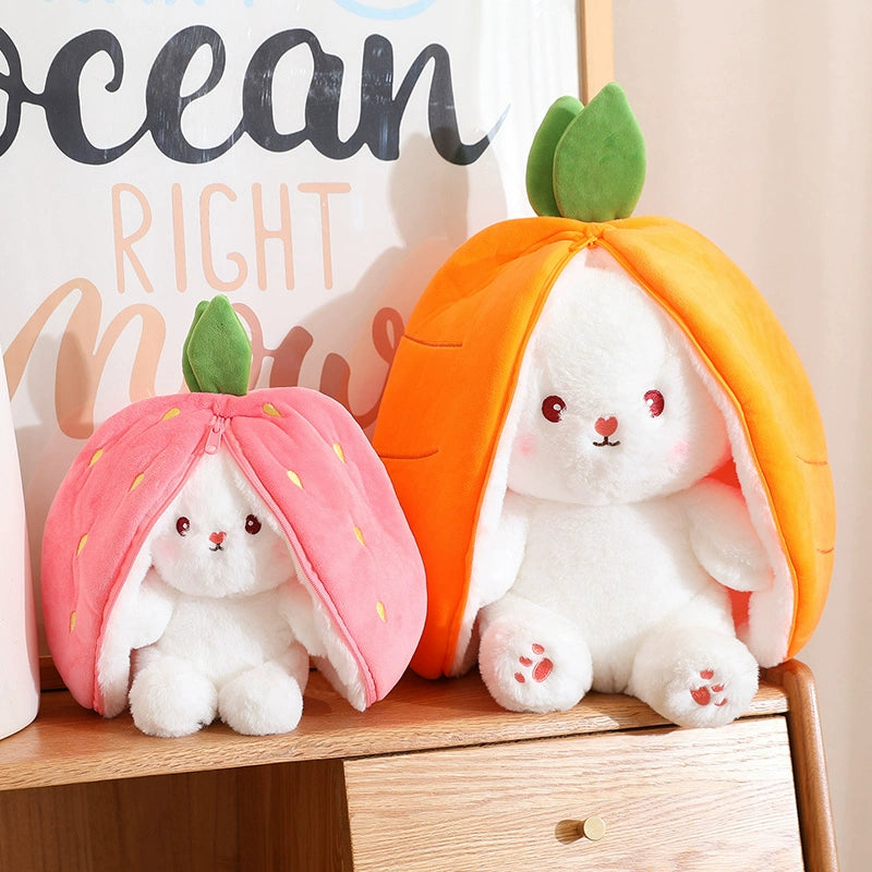 Zipper Strawberry Rabbit Doll Plush Toys for Kids childrensterritory