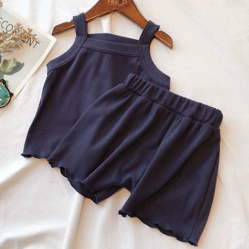 2PCS/Set Sleeveless Clothing Set for Kids Girls