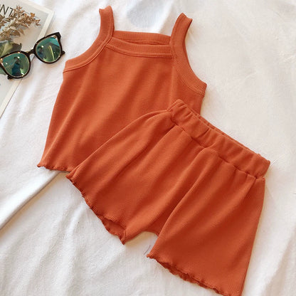 2PCS/Set Sleeveless Clothing Set for Kids Girls