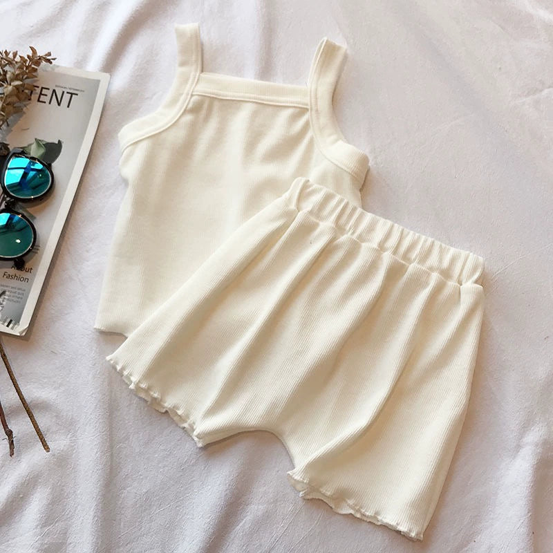 2PCS/Set Sleeveless Clothing Set for Kids Girls