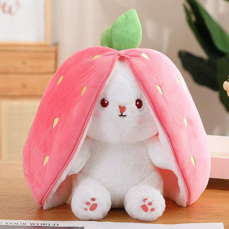 Zipper Strawberry Rabbit Doll Plush Toys for Kids childrensterritory
