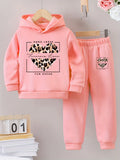 Little Girls' Fall/Winter Warm Printed Hoodie and Sweatpants Set childrensterritory