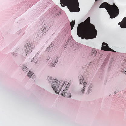Toddler Baby Girls Romper Dress Infant Fashion Cute Cow Printed Tulle Clothes Newborn Sleeveless 3 6 Month Jumpsuit For Summer