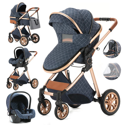 3 in 1 Portable High Landscape Luxury Baby Stroller