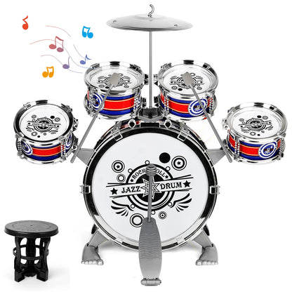 Kids Musical Instruments Toy- Mini Jazz Drum Set with Stool