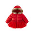 Kids Girls Red Fur Collar Warm Hooded Princess Outerwear childrensterritory