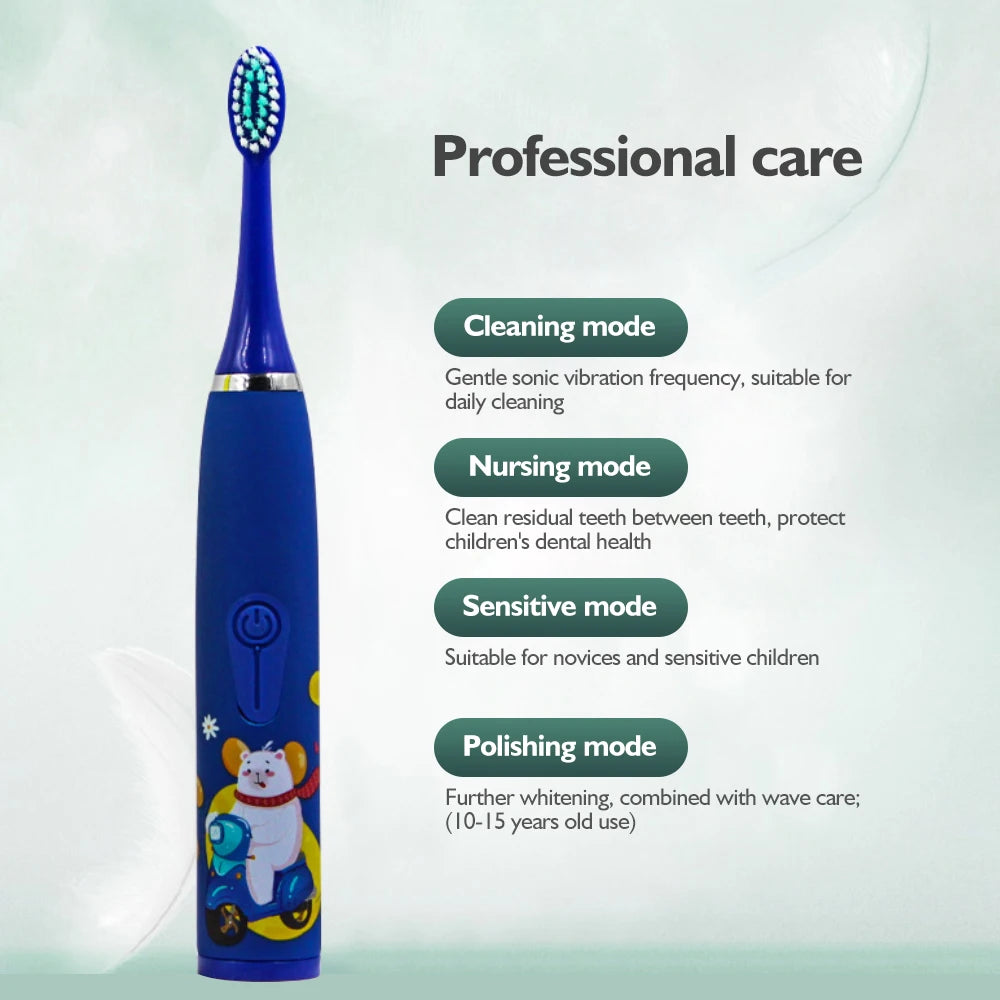 Kids Cartoon Design Electric Toothbrush With Extra Heads