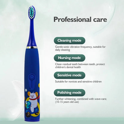 Kids Cartoon Design Electric Toothbrush With Extra Heads