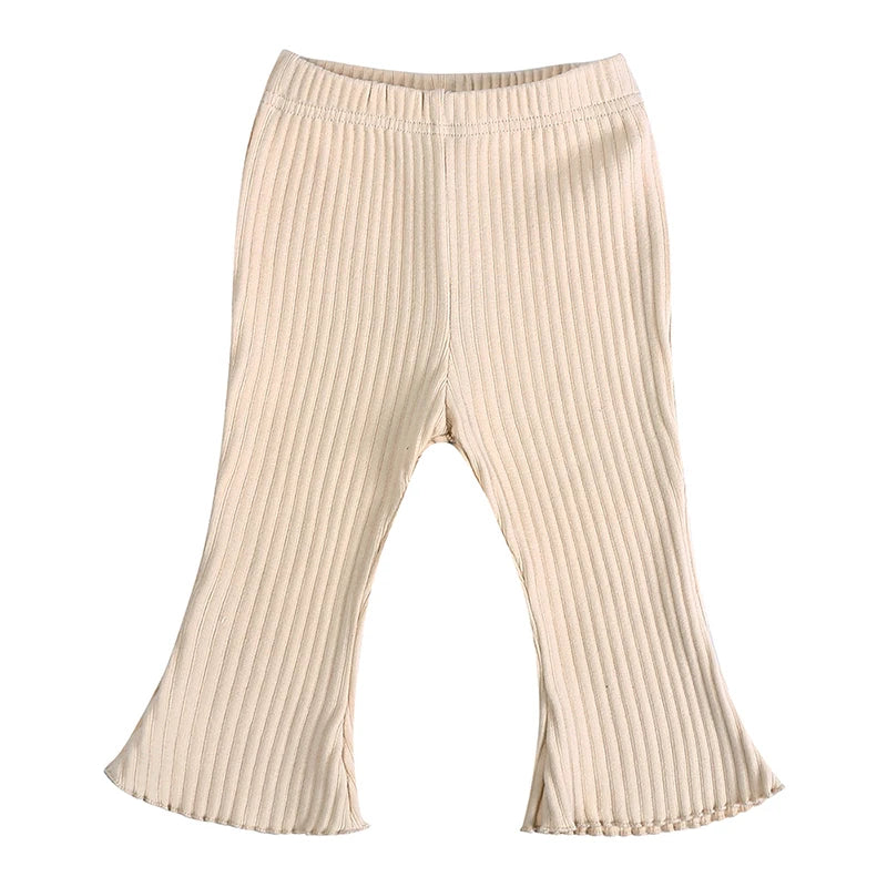 Girls' Solid Colour Elastic Casual Trousers