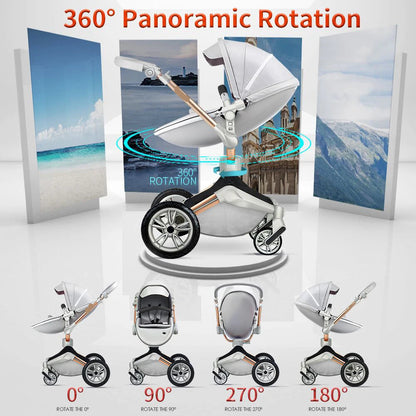 2 in 1 Rotateable, PU Leather Luxury Baby Stroller childrensterritory