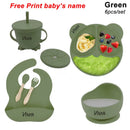 Personalized 6Pcs Toddler Feeding Suction Bowl Silicone Plates Set childrensterritory