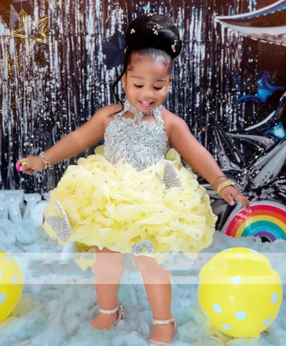 Sleeveless Flower Design Birthday Party Dresses childrensterritory