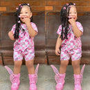 Two Pieces Kids Girls Butterfly Print Summer Clothing Sets childrensterritory