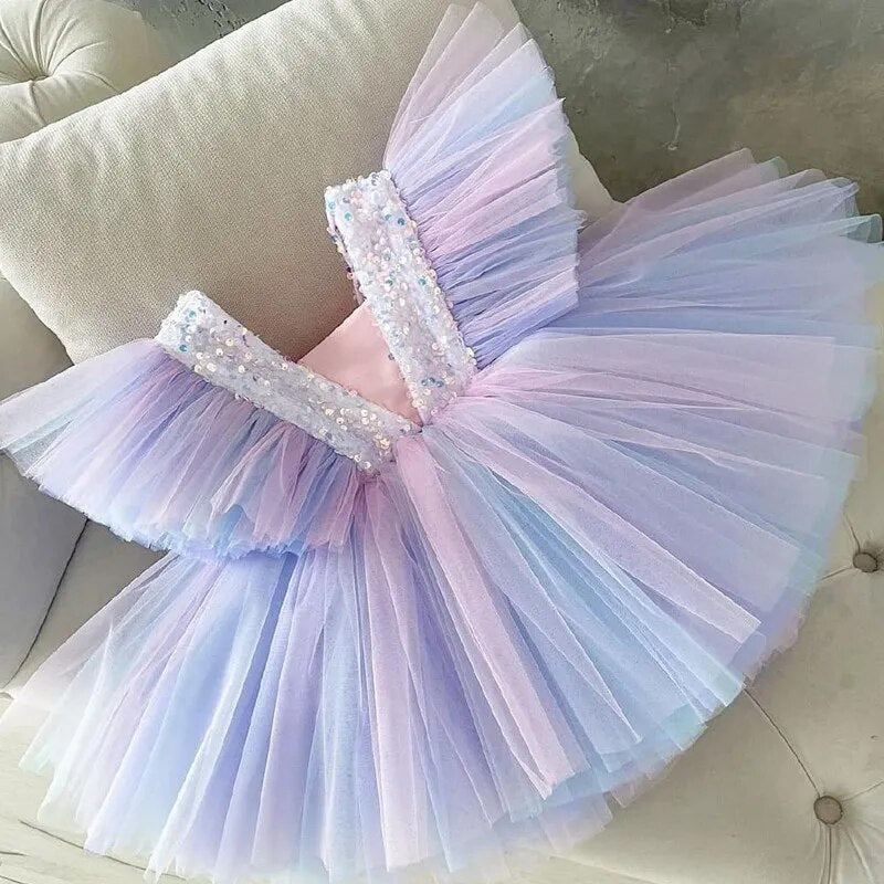 Kids Girls Puff Sleeve Princess Dress For Birthday Party childrensterritory