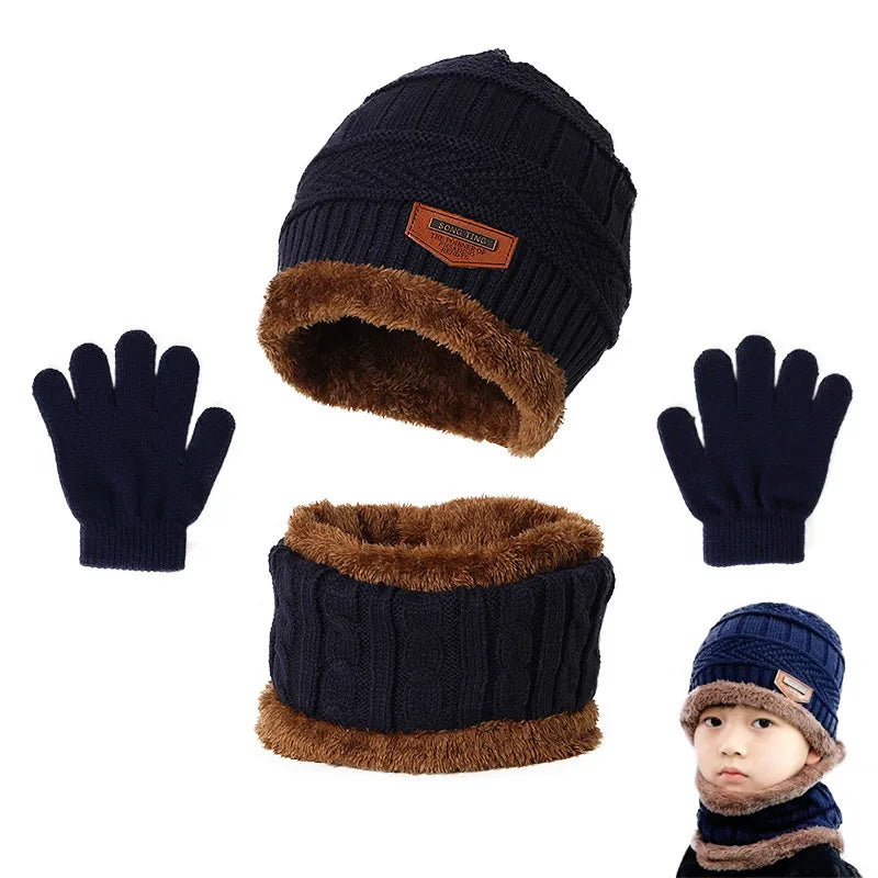 Plush Warm Winter Hat, Neck Scarf and Gloves Set for Kids childrensterritory