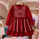 Girls' Long-Sleeved Bow-Design Winter Dresses childrensterritory