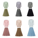 Solid Colour Full Sleeves Summer Clothing Sets For Girls childrensterritory