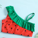 Watermelon Seeds Print Kid Girl Ruffle Bikini Set childrensterritory