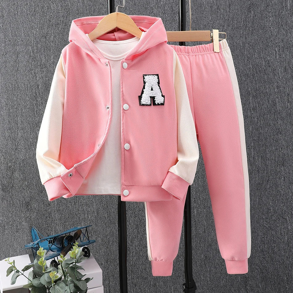 2pcs Hooded Contrasting Kids Fall Tracksuit Set childrensterritory