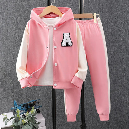 2pcs Hooded Contrasting Kids Fall Tracksuit Set childrensterritory